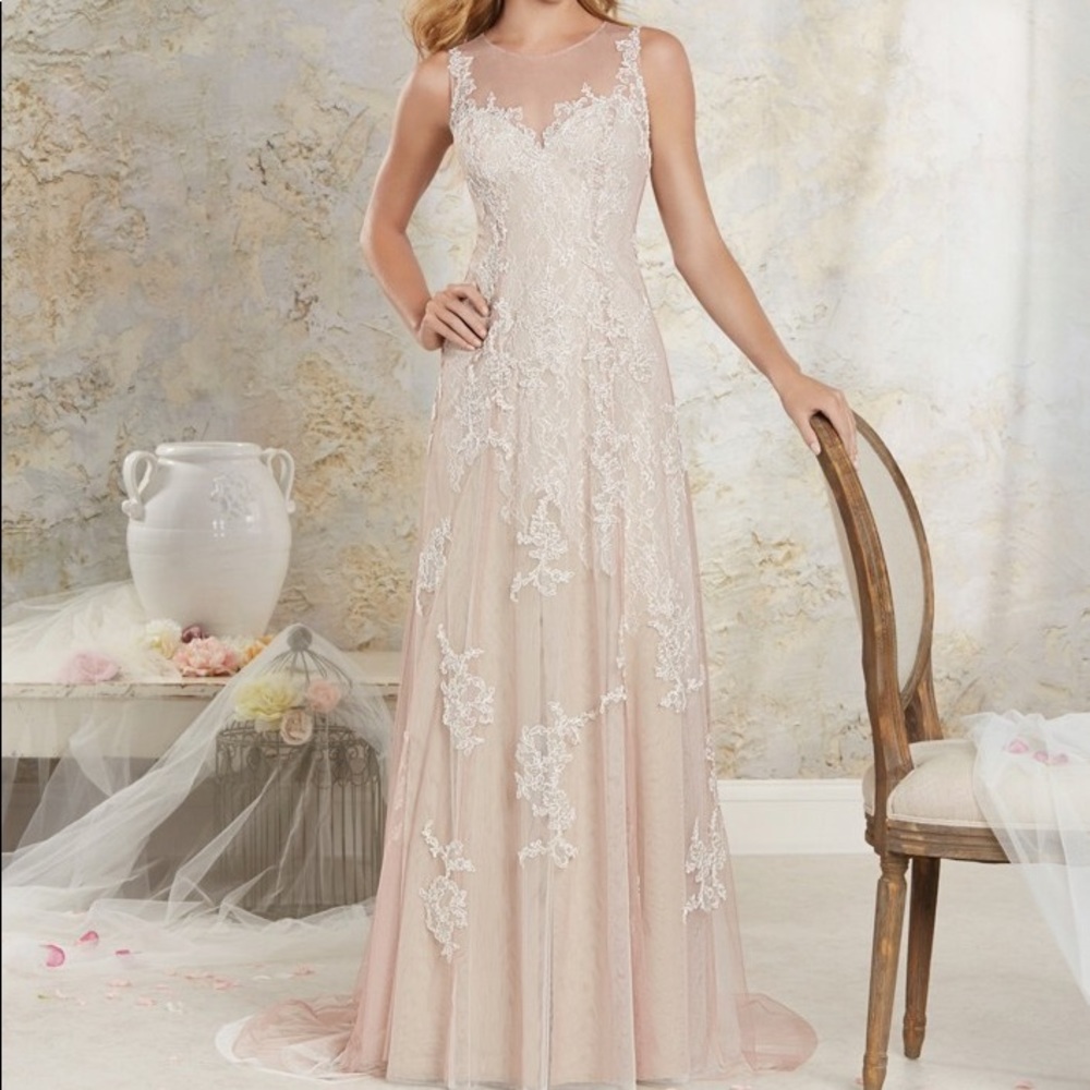Modern Vintage Blush Wedding Gown. Preserved!